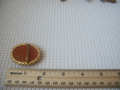 Vintage Brooch Pin Gold Toned  Cameo 61717