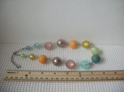 Chunky Retro 16" - 19" Necklace Retired NY Colorful Lucite Beads Silver Tone Acrylic and Metal Beads Adjustable 73017