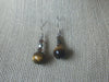 Retro Silver Tone Tiger`s Eye Stone Glass Dangle Earrings 022421