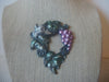 Larger, Vintage Fantasy Wolf Grapes Vine Leaves, Dark Silver Brooch Pin 022421