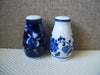 PIER 1 Mandarin Cobalt Blue White Porcelain Floral Salt Pepper Shakers 3.5”