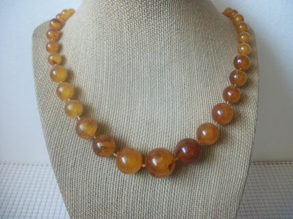 Vintage 22" Necklace Amber Lucite 030321