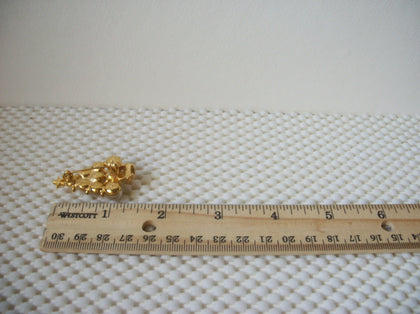 Vintage Brooch Pin, Christmas Tree Festive White Faux Pearls Gold Tone, 61517