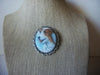 Vintage Jewelry, Surreal Image Of Dog Silver Tone Metal Glass, Brooch Pin 51018