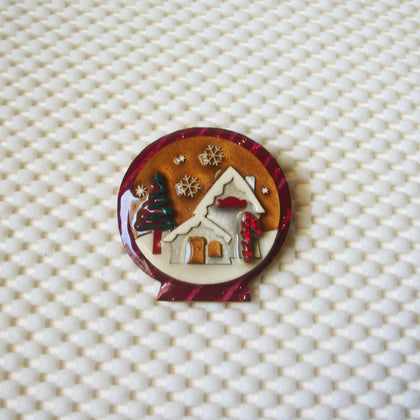 RARE Unique Lucinda House Pins Globe Christmas Tree Snowflakes Snow Glitter 61318