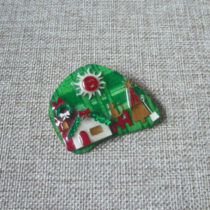 RARE Highly Detailed Lucinda House Pins, Christmas Sun Wreath Glitter Little Cat 021321