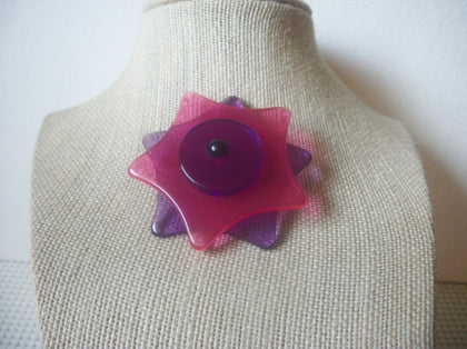Larger Thicker, Vintage Brooch Pin, Fuchsia Purple, Old Plastic Lucite, Flower, 70217
