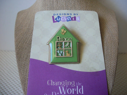 Vintage Brooch Pin, Lucinda Peace Love Shadow Box 61318