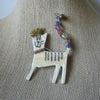 Signed TC Vintage Brooch Pin, Beige Cat Enameled Hand Painted Face Crown Queen Diva Crystal Glass Tail Silver Tone 122220