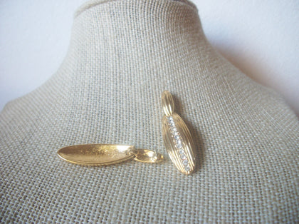 Vintage Dangle Earrings Gold Tone, Clear Rhinestone Inlays, Doorknocker Pierced 41620