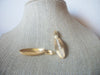 Vintage Dangle Earrings Gold Tone, Clear Rhinestone Inlays, Doorknocker Pierced 41620