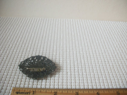 Dark Filigree, Metal Faceted Translucent, Cobalt Blue Acrylic Faux Stone Pin 62018