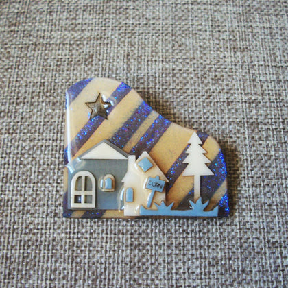 RARE Lucinda House Pins Purple Glitter Sky Star Flowers Tree Bird House 021321