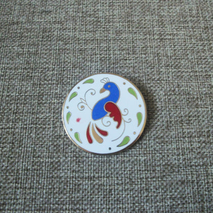 Vintage Colorful Paradise Bird Cloisonne Enameled Gold Tone Brooch Pin 031521