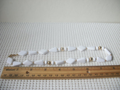 Signed TRIFARI TM Vintage 17" Necklace, White Gold Tone Spacers 123016