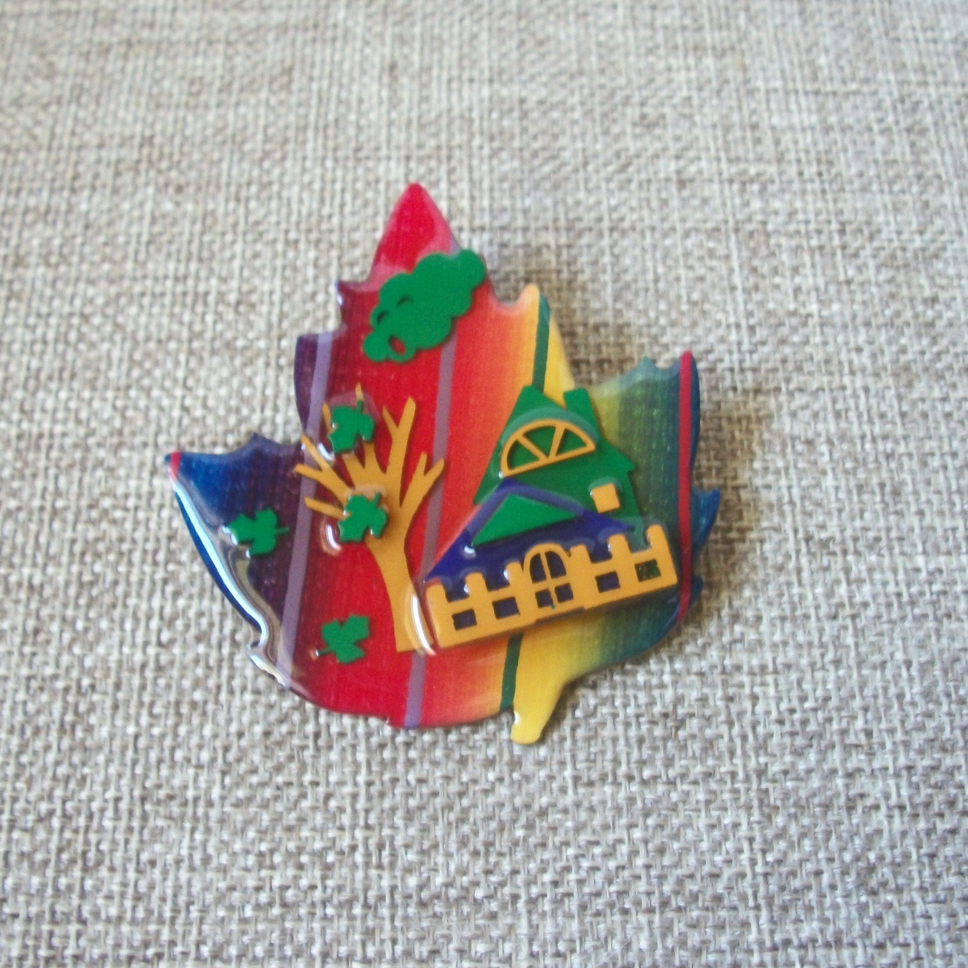 Vintage Lucinda House Pins Fiery Bold Wind Blowing Fall Leaves