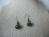 Retro Silver Tone Tiger`s Eye Stone Glass Dangle Earrings 022421