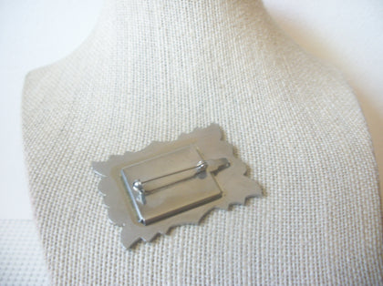 Vintage Brooch Pin, Picture Frame, Colorful Enameled, Silver Tone, 72517