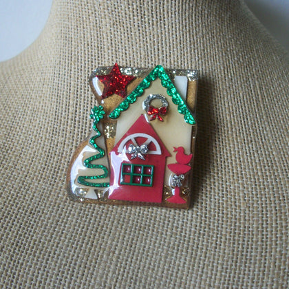 RARE Highly Detailed Lucinda House Pins Christmas Star Glitter Tree Little Bird Wreath 61318