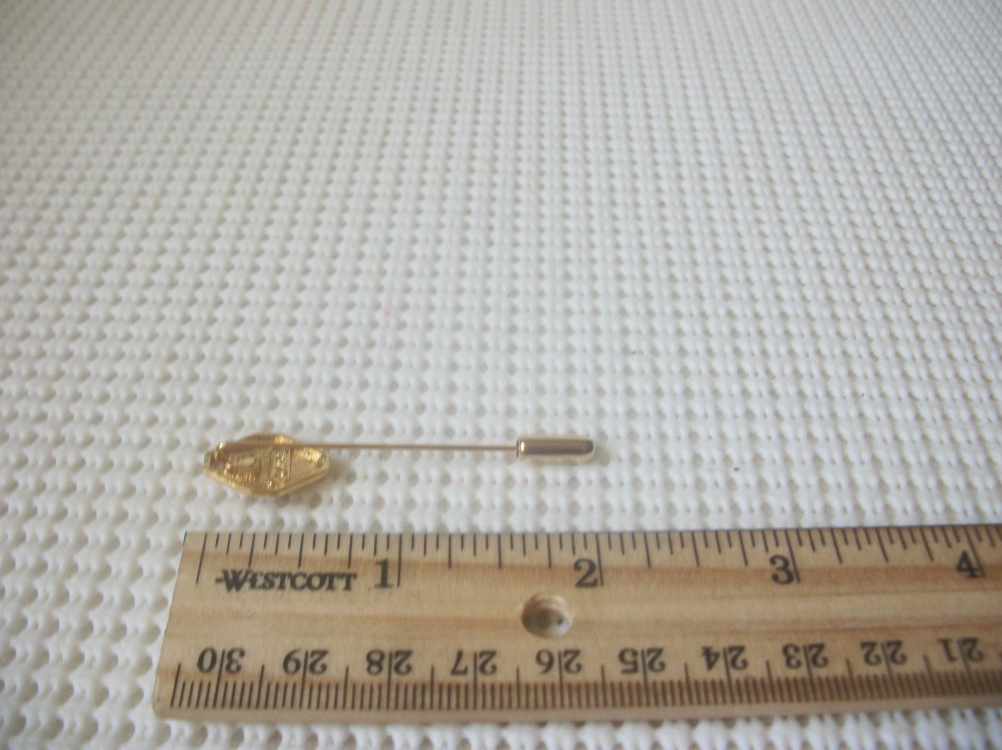 Vintage Hat Stick Pin, Signed AVON, Clear Crystals, Gold Tone 70217