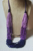 Purple Lilac Lavender, Micro Glass 30" Long, Multi Strand, Vintage Necklace 53018