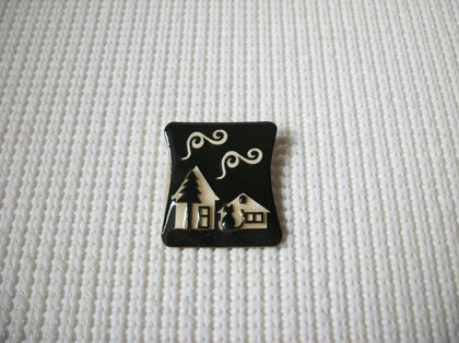Vintage Lucinda Pins, Dark Mysterious Night Little Cat Watching Home 021321