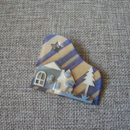 RARE Lucinda House Pins Purple Glitter Sky Star Flowers Tree Bird House 021321