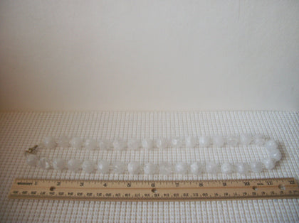 Vintage 24" Frosted White Acrylic Beads Necklace 030121
