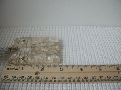 Chunky Retro 17" - 19" Necklace Wired 3" Pendant White Micro Beads Adjustable 73017