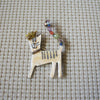 Signed TC Vintage Brooch Pin, Beige Cat Enameled Hand Painted Face Crown Queen Diva Crystal Glass Tail Silver Tone 122220