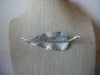 Larger Silver Tone, Leaf Textured Design Glossy Metal, Vintage Brooch Pin 60218