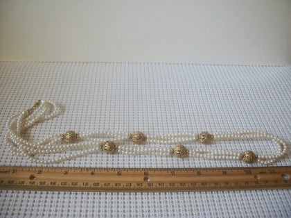 Vintage Jewelry 30" TRIFARI Dark Blue and White Necklace 121920