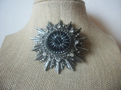Vintage Distressed Silver Mad Woman Clear Rhinestones, Brooch Pin 022721