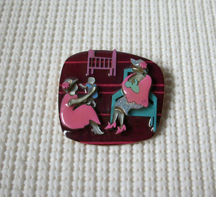 Vintage Lucinda Design Pins, Highly Detailed Love Nurture Baby Child Mother Love Protection 021321