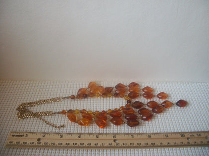Vintage 22" - 24" Amber Tone Yellow Acrylic Beads Necklace 030121