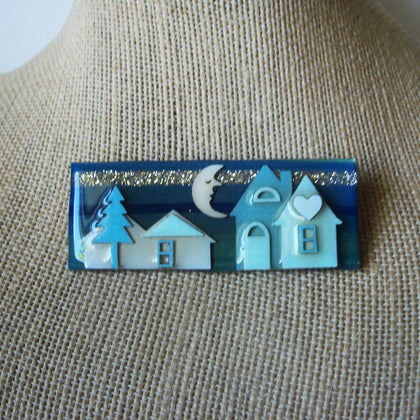 Vintage Lucinda House Pins, Peace Tree Crescent Moon Night Heart Love 61318