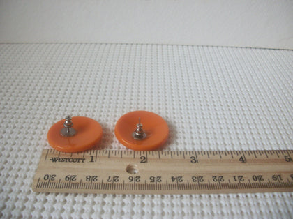 Retro Earrings, Pumpkin Spice, Old Plastic Lucite, Pierced 70217