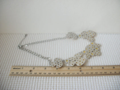 Retro 20" - 22" Yellow Bib Design Panel Silver Tone 030321