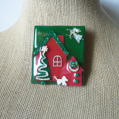 RARE Highly Detailed Lucinda House Pins Christmas Angel Glitter Tree Little Dog Wreath 61318