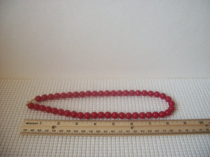 Retro 18" Necklace Pretty Vivid Red Acrylic Beads 030221