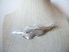 Larger Silver Tone, Leaf Textured Design Glossy Metal, Vintage Brooch Pin 60218