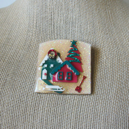 RARE Lucinda House Pins, Highly Detailed Christmas Festive Wreath Snow Shovel Sled 61318