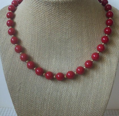 Vintage 16" - 18" Necklace Signed MONET Red Gold 030221