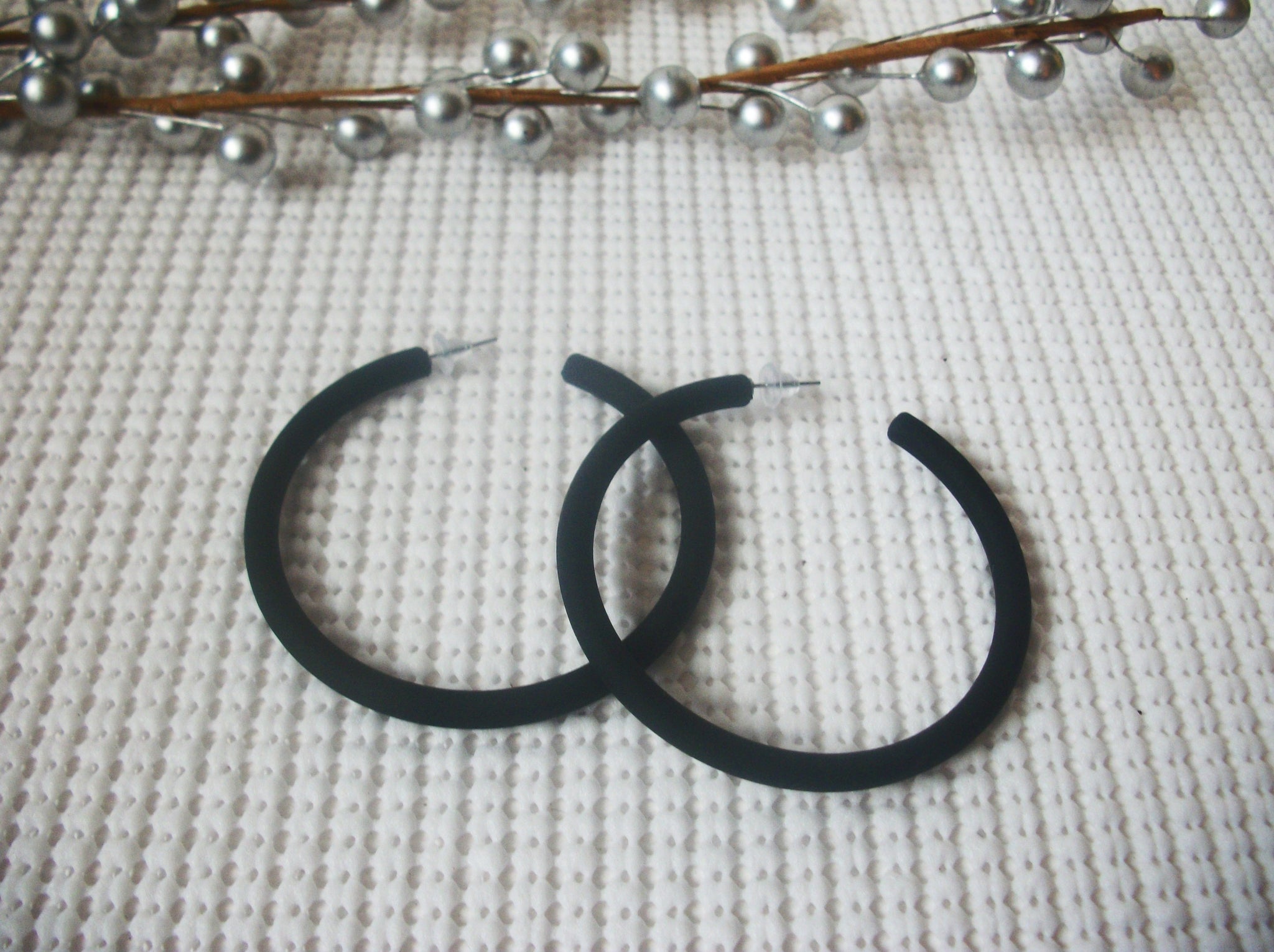 Susan Black Big Hoop Earrings, Acetate Earrings, Resin Earrings, Acrylic, Statement Earrings S14