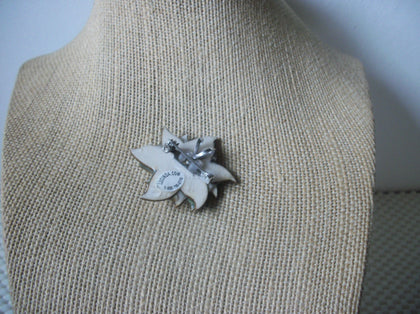 RARE Lucinda House Pins, Christmas Glittery White Poinsettia  Flower 61318