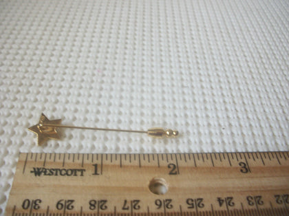 Vintage Hat Stick Pin, Signed AVON, Star Black Rhinestone, Silver Gold Tone 70217