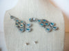 Long Chandelier Blue Rhinestone Post Pierced Vintage Earrings 63017