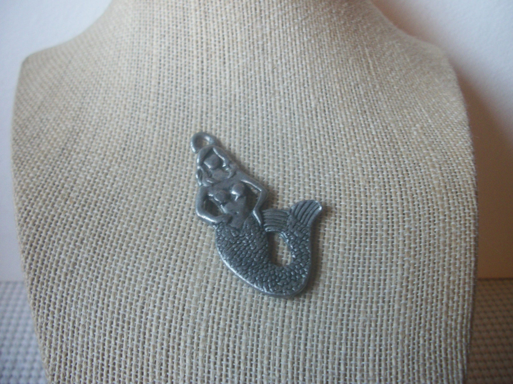Mermaid Pendant Silver Tone, Two Sided  022121