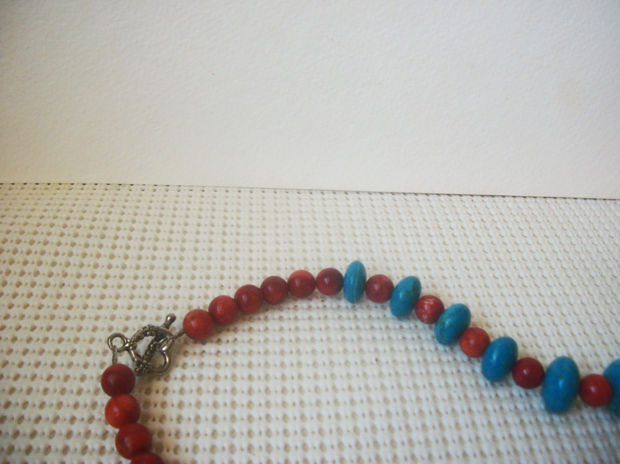 Colorful Stones, Southwestern Beads, Polished Turquoise Rust 19" Long Vintage Necklace 63017