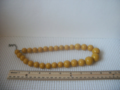 Vintage 20" - 23" Mustard Yellow Acrylic Beads Necklace 030121